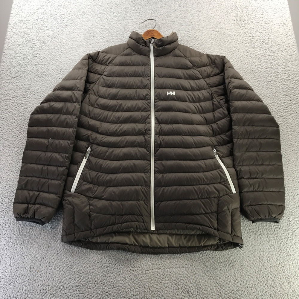 Helly Hansen Jacket Men 2XL XXL Brown Down Insulated Puffer Lightweight Full Zip